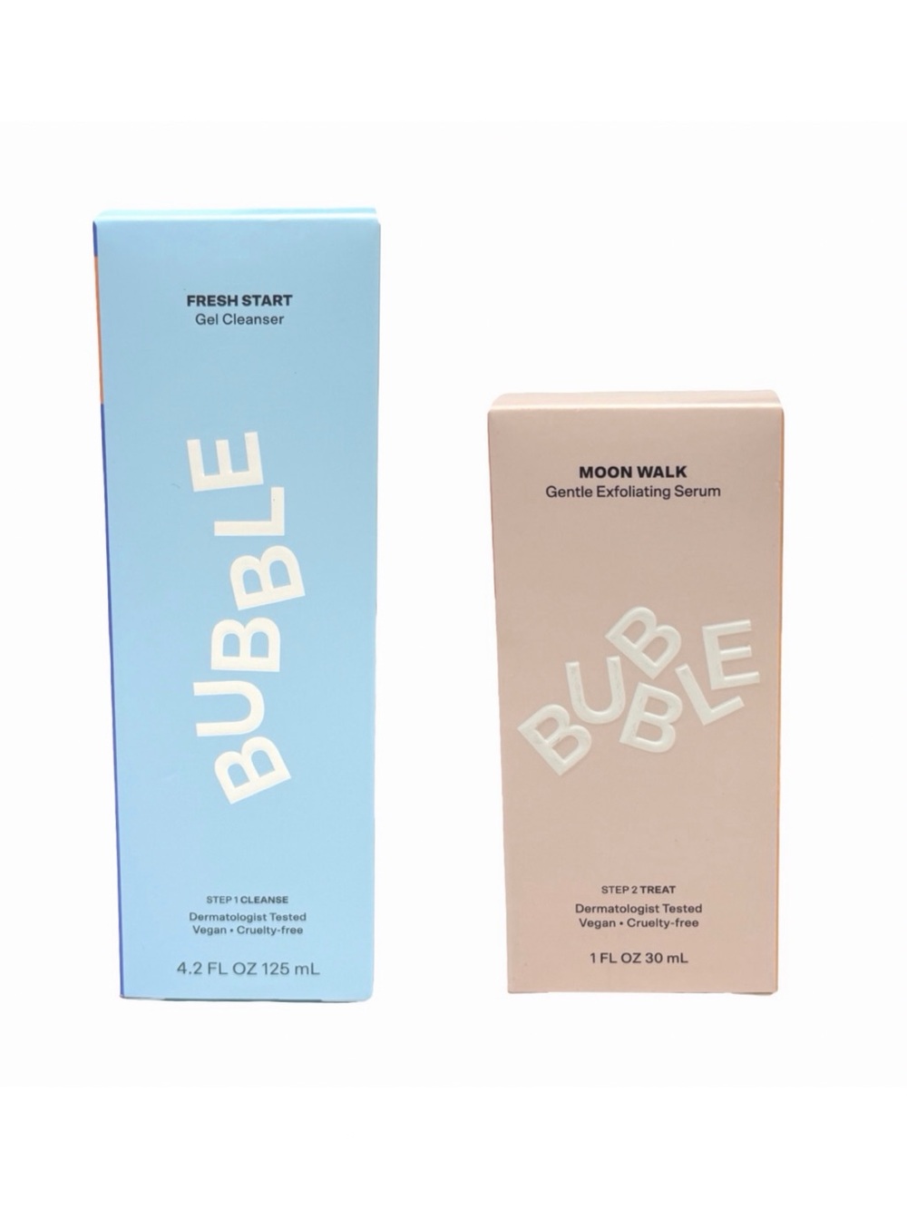 Bubble Skincare Duo - Fresh Start Gel Cleanser / Moon Walk Exfoliating Serum